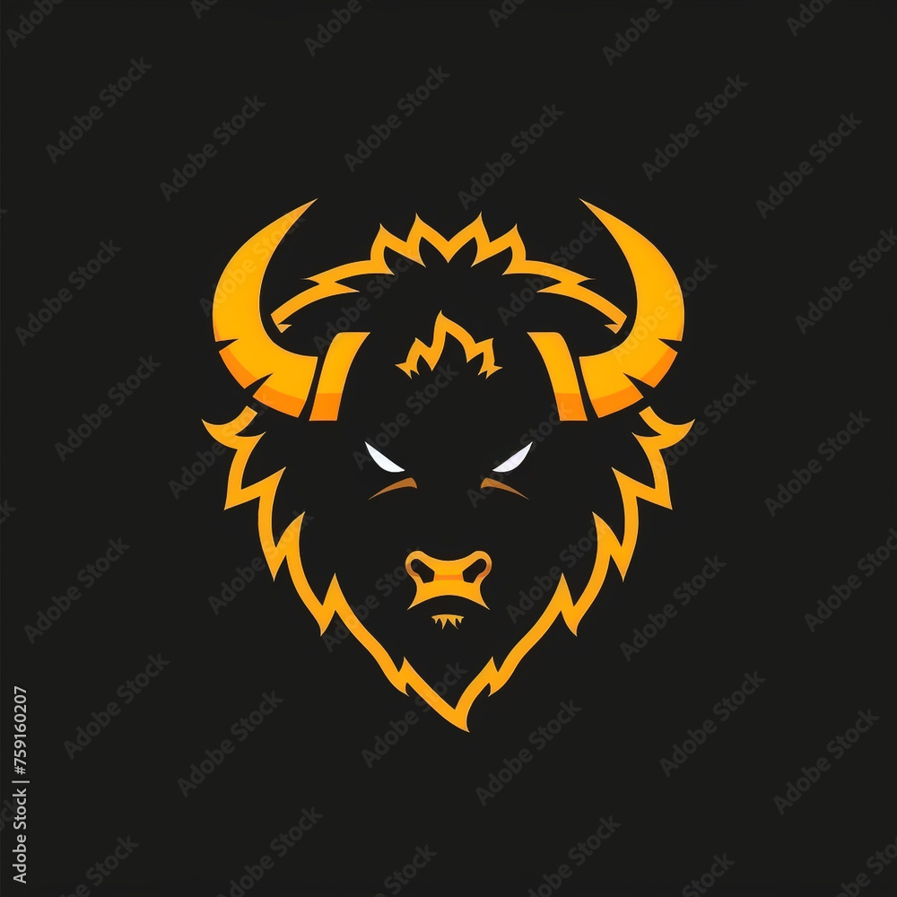 Angry Bison logo isolated сreated with Generative Ai