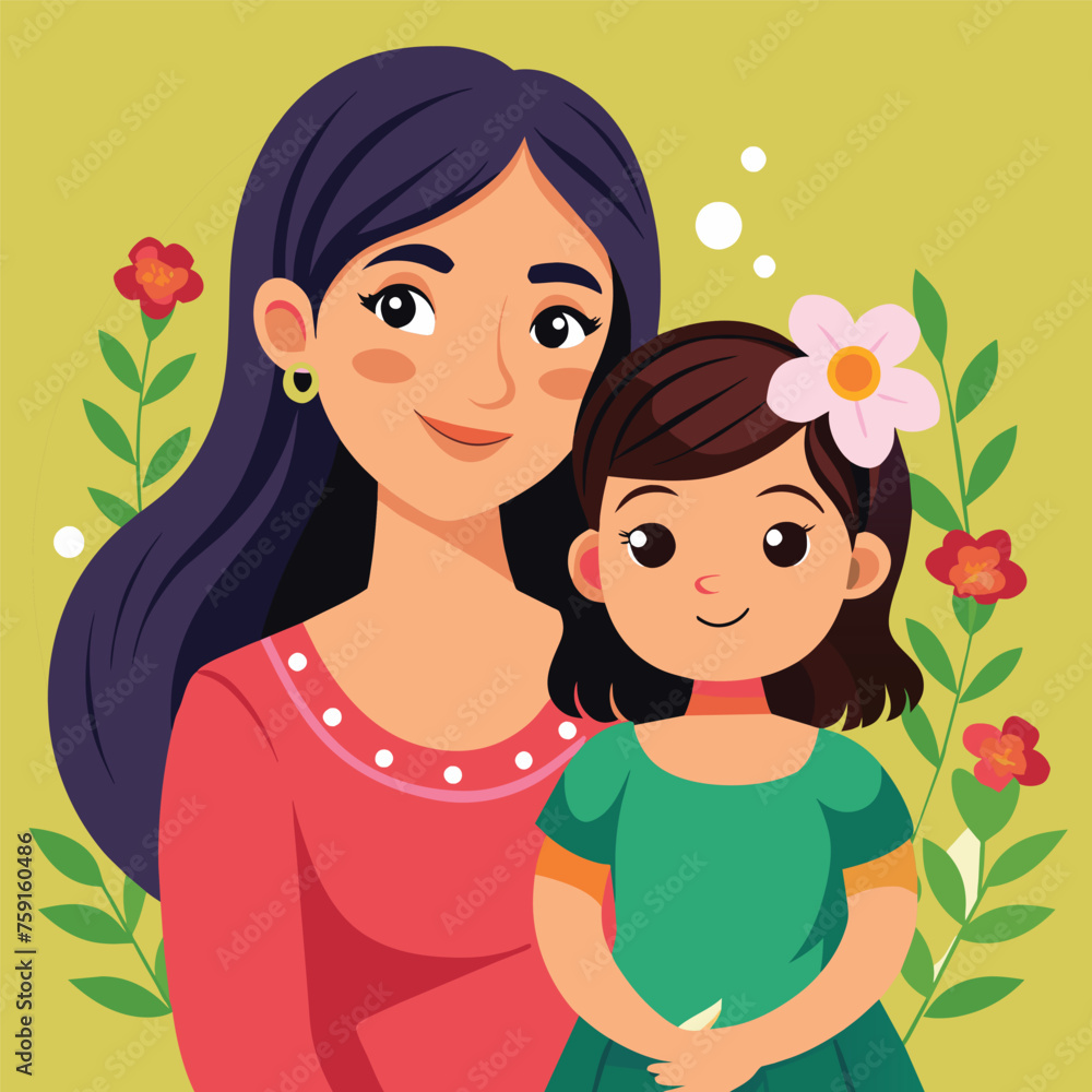 Happy mothers day mom and child affection greeting design Happy mothers day mom and child affection greeting design