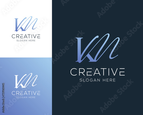 Initial letter MK, KM logo design vector illustration	 photo