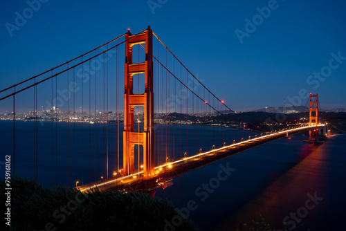 The Golden Gate Bridge in San Francisco at night photo