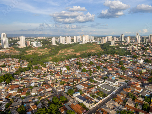 Aerial city scape during summer in Cuiaba Mato Grosso