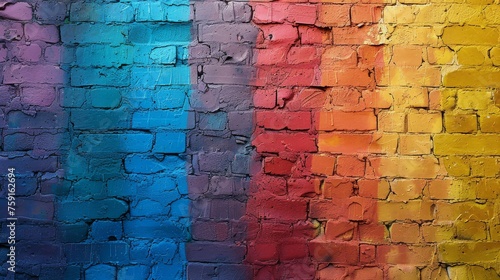 Brick Wall With Rainbow Mural