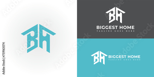 Abstract initial Letter BH or HB Line Abstract Creative Modern Business Logo in blue color isolated on multiple backgrounds applied for high-end construction company logo design inspiration template