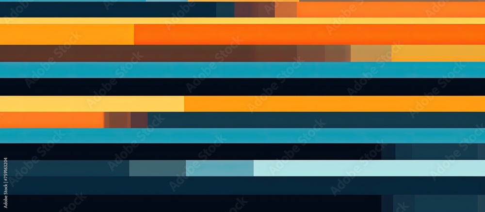 A close up of a vibrant striped background featuring a symmetrical pattern of electric blue, magenta, and orange tints and shades in parallel rectangles A close up of a vibrant striped background featuring a symmetrical pattern of electric blue, magenta, and orange tints and shades in parallel rectangles