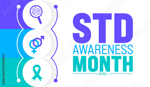 April is STD Awareness Month background template. Holiday concept. use to background, banner, placard, card, and poster design template with text inscription and standard color. vector illustration.