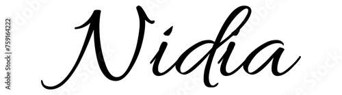 Nidia - black color - name written - ideal for websites,, presentations, greetings, banners, cards,, t-shirt, sweatshirt, prints, cricut, silhouette, sublimation	

