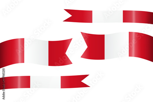 set of flag ribbon with colors of Peru for independence day celebration decoration