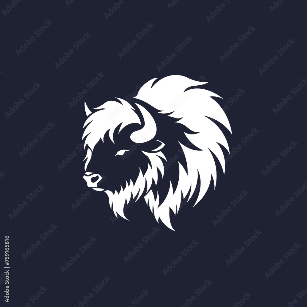 Obraz premium bison side view, minimalistic logo design, simple сreated with Generative Ai