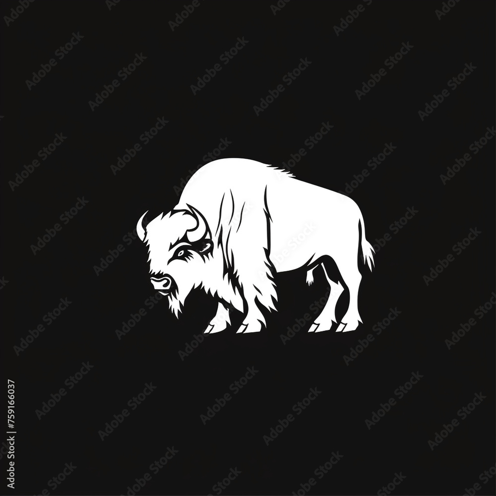 Fototapeta premium bison side view, minimalistic logo design, simple сreated with Generative Ai