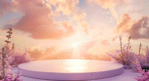 Wallpaper Mural dreamy sky animation looping video style, natural beauty podium backdrop for product display Torontodigital.ca