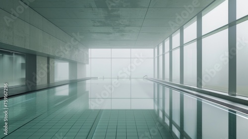 Indoor swimming pool. No people. 