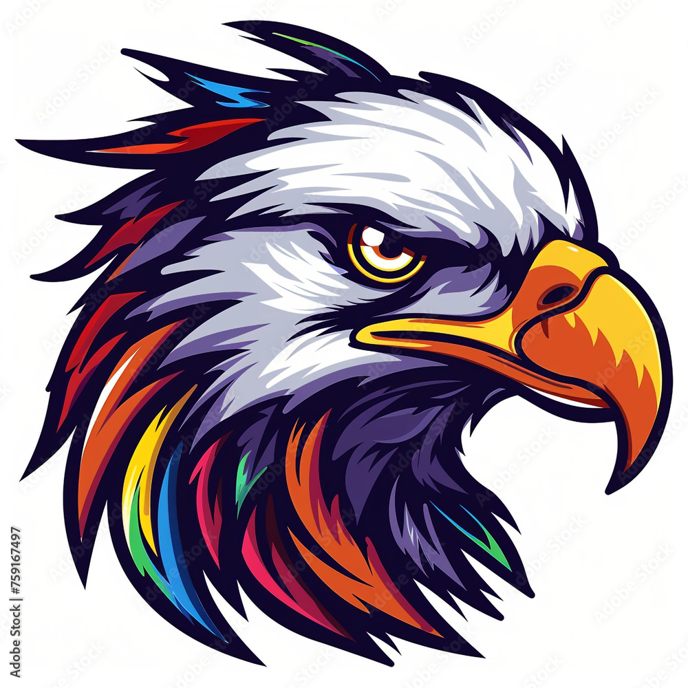 Obraz premium Logo cartoon eagle gamer vector graphic сreated with Generative Ai