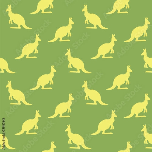 Seamless pattern with Kangaroo silhouette on color background. Vector illustration for card design  poster  fabric  textile. Pray for Australia and animals