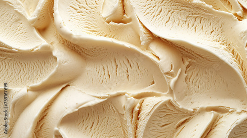Close up of surface of vanilla ice cream. Texture of white ice cream. photo