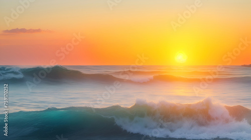 Seascape with small waves during sunset © Volodymyr