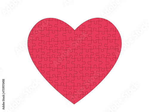 Rotes Herz aus einzelne Puzzle Teile zusammengefügt,
Dekoration für Muttertag, Valentinstag, Hochzeit uvm,
Vektor Illustration isoliert auf weißem Hintergrund