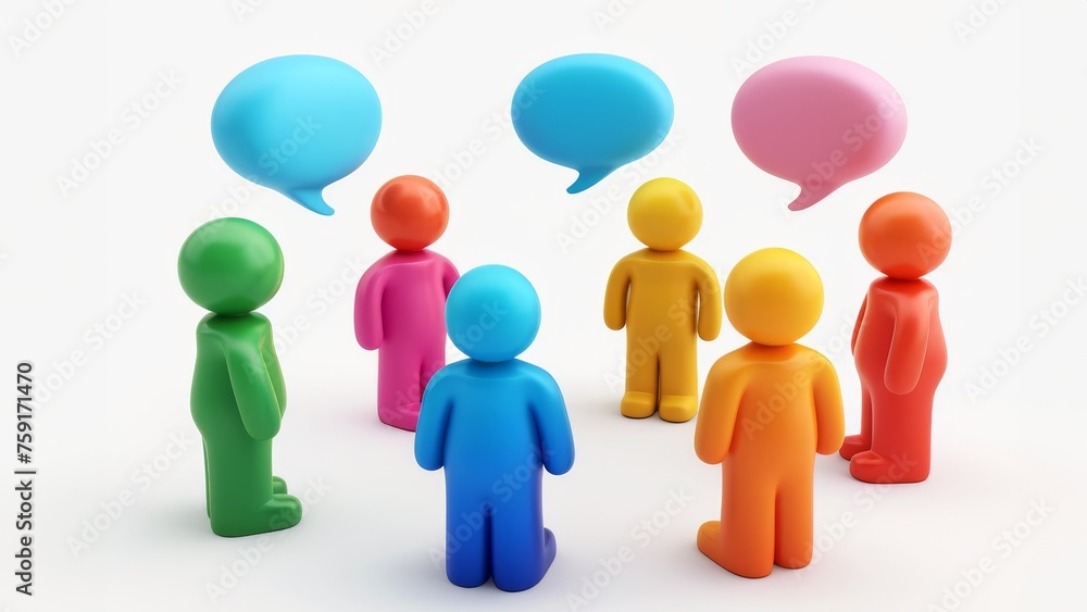 Business team meeting and conversation with speech bubbles Business team meeting and conversation with speech bubbles