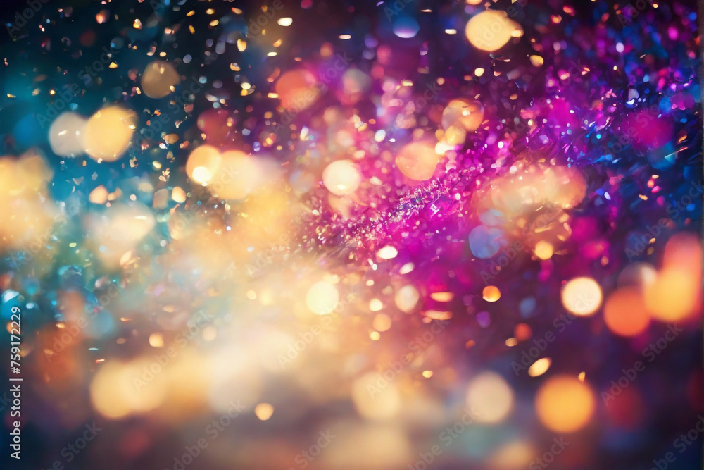 A dynamic and energetic burst of multicolored bokeh lights in a symphony of hues.