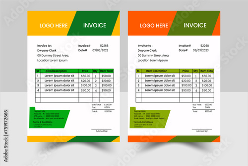  Business invoice template, Invoice template vector design .