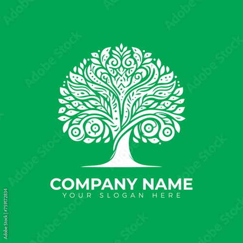 Beautiful tree, personal grow, healing, connection with earth, logo icon

