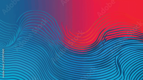 Vector Blue & Red Wave Abstract Wallpaper: Flat Design Background  photo