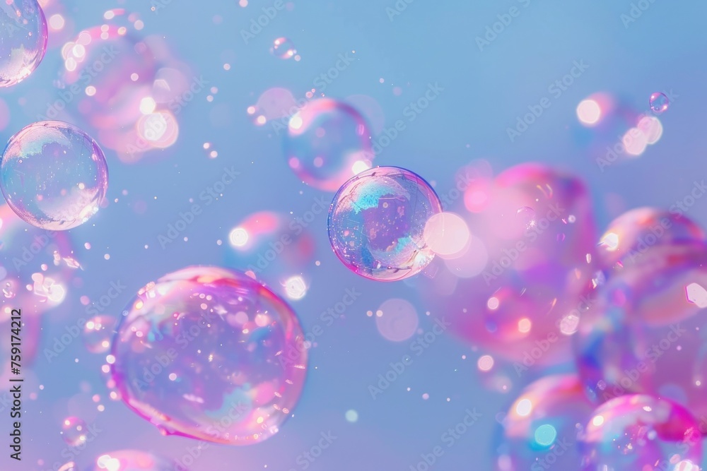 soap bubbles with bright colors forming a circle