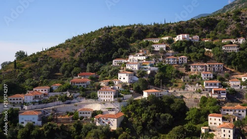 Dhermi, Vlore, Albania. The amazing coastal village of Dhermi, build on the slopes of the hills photo