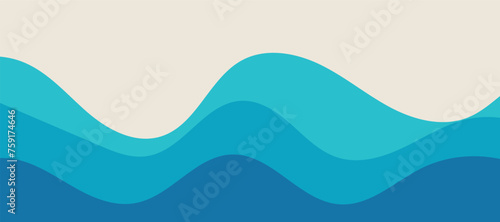 Sea waves layer vector background illustration. Sea beach vector illustration.