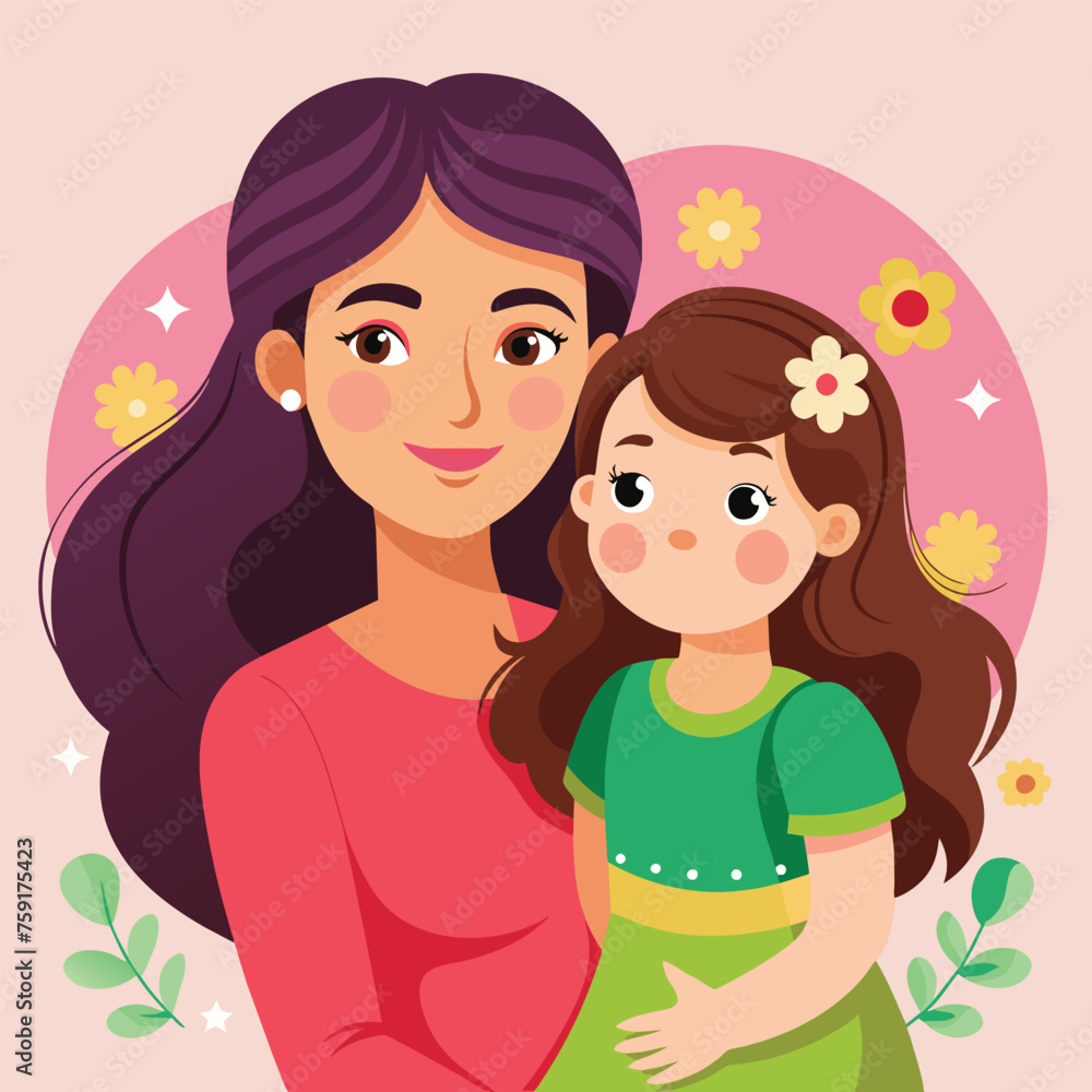 Happy mothers day mom and child affection greeting design Happy mothers day mom and child affection greeting design