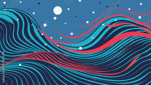 Vector Blue & Red Wave Abstract Wallpaper: Flat Design Background  photo