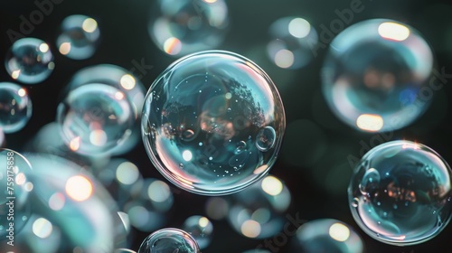 Floating Soap Bubbles in the Air