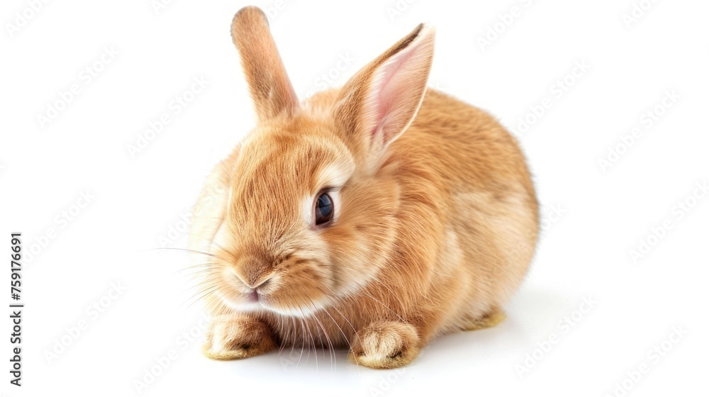 Cute brown rabbit animal sitting white background. AI generated image Cute brown rabbit animal sitting white background. AI generated image