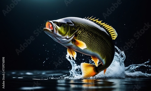 bass fishing, Lake Sunset fishing poster, bass fish wallpaper , fishing background