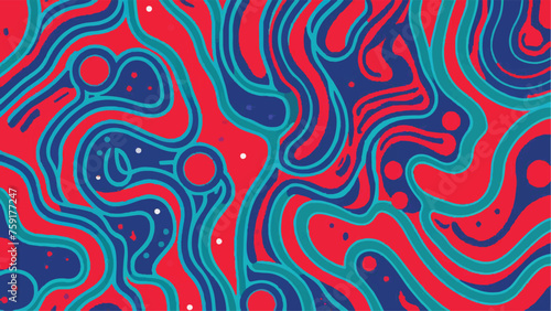 Vector Blue & Red Wave Abstract Wallpaper: Flat Design Background 