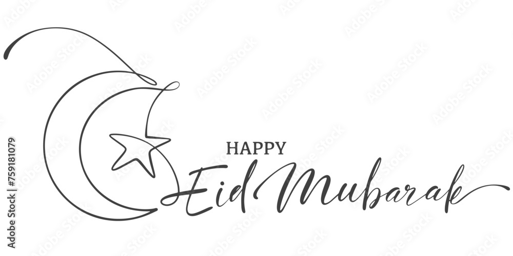 Fototapeta premium eid mubarak letter calligraphy banner, eid mubarak hand drawn text lettering vector eps