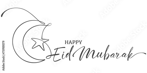 eid mubarak letter calligraphy banner, eid mubarak hand drawn text lettering vector eps photo