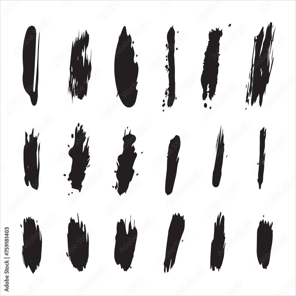 A black silhouette set of grunge paint brush
A black silhouette set of grunge paint brush