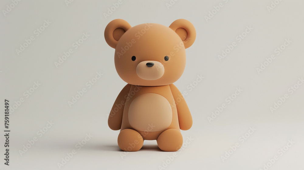Obraz premium Illustration of 3d render cute brown bear isolated white background