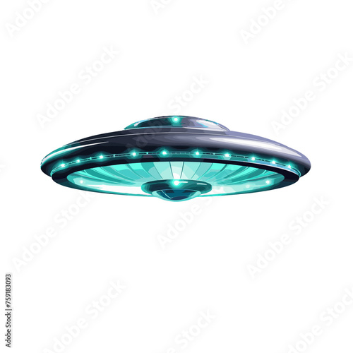 Gleitendes UFO mit leuchtenden Lichtern vektor isoliert transparent Hintergrund