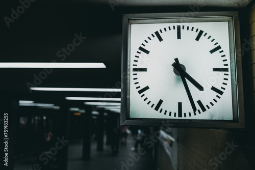 analogue clock at the metro station