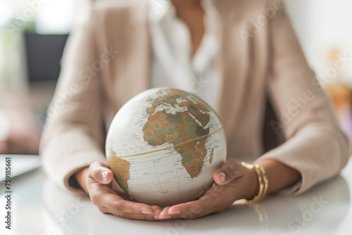Close-up View of a Person Holding a Globe with Care and Delicacy