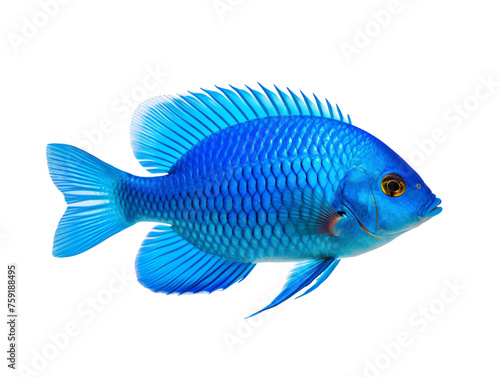 a blue fish with a white background