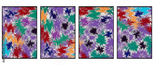 Set of 4 Abstract background in Ikat technique. For use on materials  in graphics.