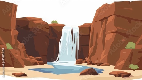 Stunning Waterfall in Canyon Illustration Generative AI