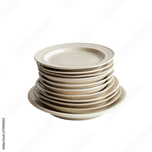 empty plates isolated on white background 