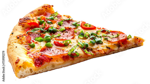 Fresh presentation of Pizza Slice isolated on white transparent background