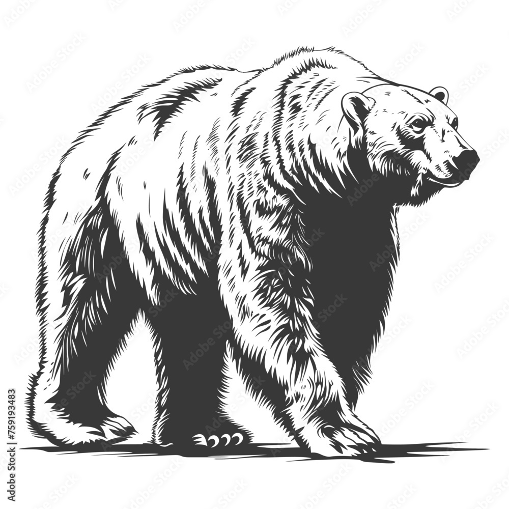 Fototapeta premium Silhouette Polar Bear Animal black color only full body