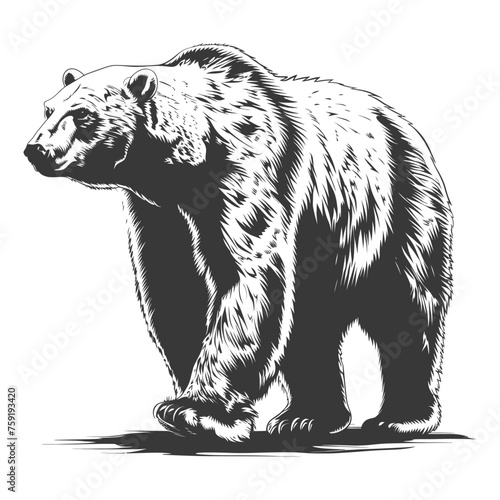 Silhouette Polar Bear Animal black color only full body
