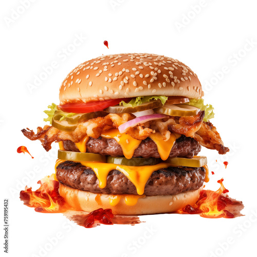 Delicious Burger Food with PNG transparent format