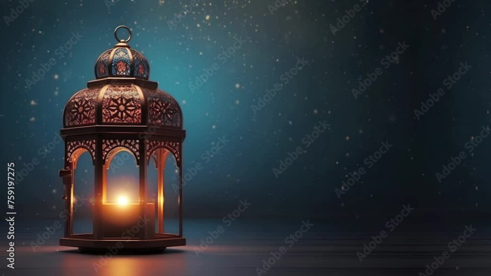 Arabic lantern lamp with blue background; is perfect for background projects; 4k virtual video animation. Arabic lantern lamp with blue background; is perfect for background projects; 4k virtual video animation.